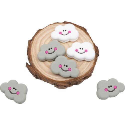 Chenkai 5PCS BPA Free Mini Cloud Silicone Teething Beads Rodent Baby Teether Food Grade For Baby Making Jewelry Necklace Gift