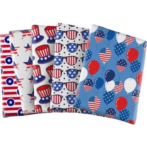 Bubble Fabric Printing Stitching American Independence Day Pattern Polyester Cloth DIY Sheet Home Textile 50*145cm