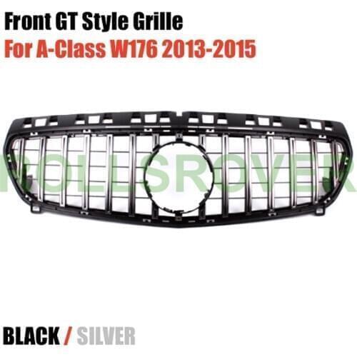 ROLLSROVER Front Bumper GT Grille Grill For A-Class W176 2013-2015 Black Silver