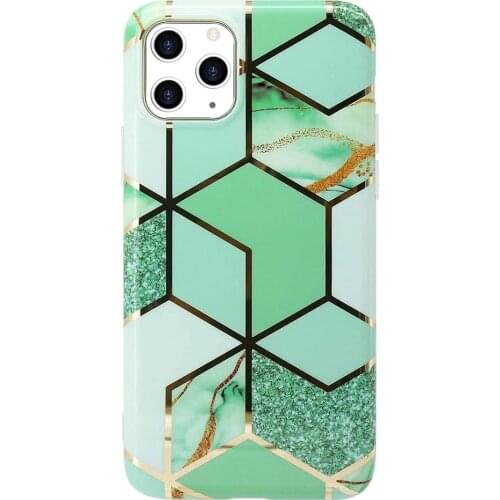 Cute Geometric Design Marble Case For iPhone 11 Pro Max X XR XS 8 PLus 7 6 6S SE 2020 SE2 Glitter Silicone Cover For Girls Women