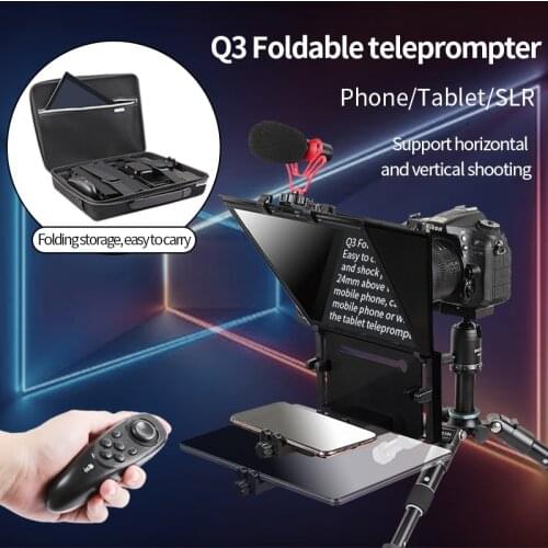 Mini Foldable Tablet Teleprompter Reader for DSLR Recording Phones iPad Prompting Inscriber Prompter for Phones Camera Video