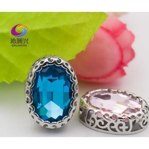 13x18mm Oval shape high quality glass crystal flatback rhinestones,Birds nest shape base sew on stones for jewelry accessories