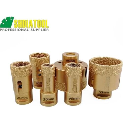 SHDIATOOL 6pcs/set 20/25/30/35/50/65MM Vacuum brazed diamond drilling Core bits granite marble porcelain M14 Thread drill bits