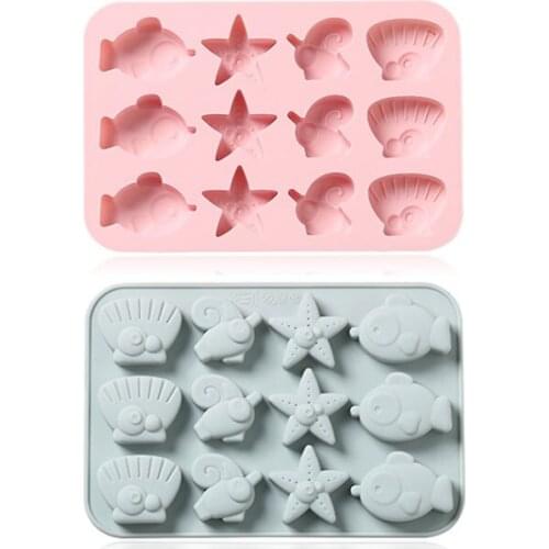 Creative Marine Life Sea Star Shell Fish Silicone Mold DIY Chocolate Mold Kitchen Baking Accessories Cake Decorating Tools