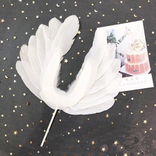 Cake topper banner for DIY Cupcake Wrapper Baking Cup birthday/wedding party bar Table decoartion feather wing white/pink Wh