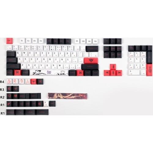 Japanese Anime Fate 126 Keys PBT Keycap Dye Subbed 1.75U Shift Cherry Profile For MX Kailh Gateron Switch Mechanical Keyboard