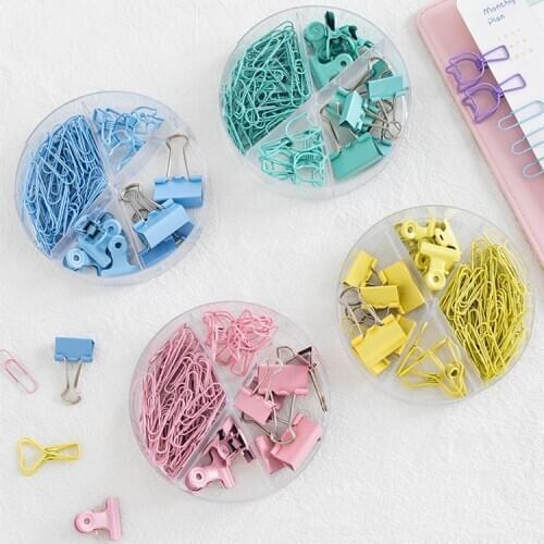 MINKYS 84pcs/box Cute Binder Clip Metal Paper Clip Clamp Clips School Office Stationery Accessories