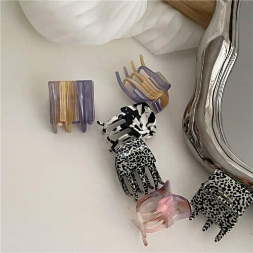 Women Korea Acetate Hair Clip Lady New Marble Pattern Geometric Square Hair Claw