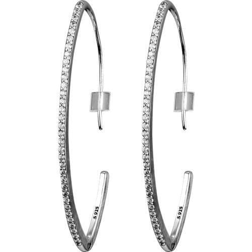 CKK Oval Glittering Hoop Earrings 925 Sterling Silver Original Jewelry Making For Women Anniversary Gift