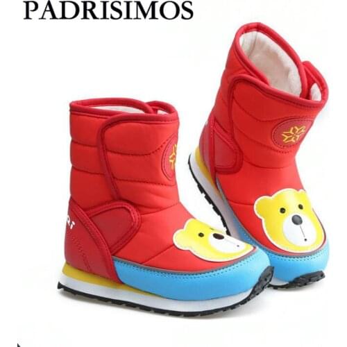 PADRISIMOS Winter for Childrens Boots Shoes Girls Pink Boots Medium Legs Kids Warm Waterproof PU Upper Girls Winter Kids Boots