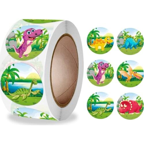 1Inch 500Pcs/Roll Cute Zoo Animals Children Adhesive Diary Label Sticker For Kids Children Diy Gift School Stationery