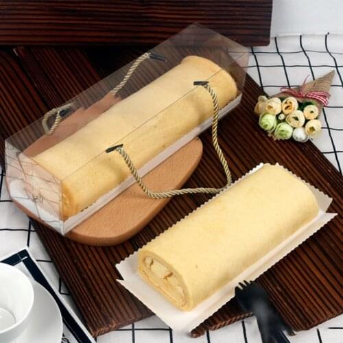 10 Pcs Clear Pastry Boxes Rectangle Portable TEP Sandwich Dessert Display Food Storage Holder portable cake roll packaging box