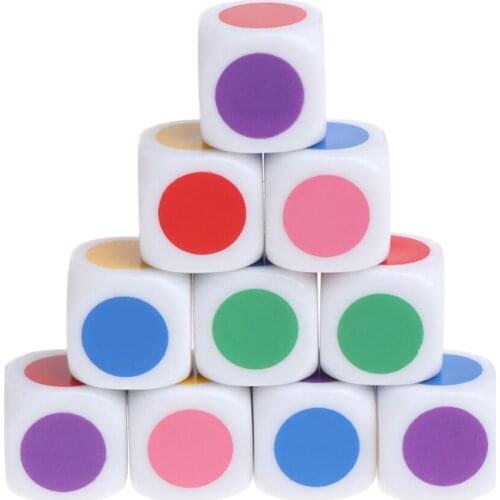10pcs Blank Six Sided 16mm Color Dot Game Dice Set for Games Casino Gift Teaching,Board & Traditional Party Playing Games