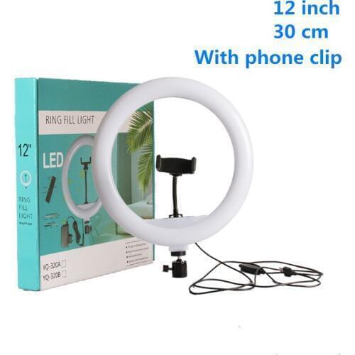 12inch 30cm LED Ring Light Selfie Ring Lamp with Phone holder USB Plug For tiktok Youtube Live broadcast Vide rightlight