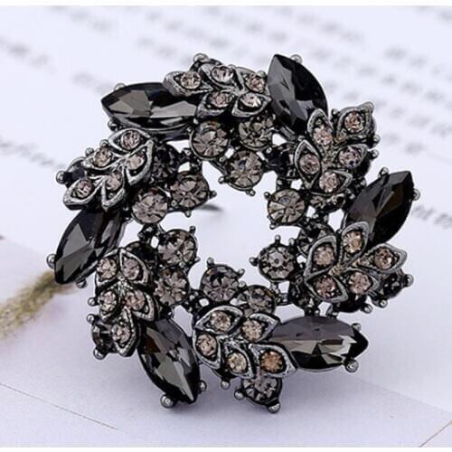 12pcs/lot Wholesale Can mixed color Rhinestone Brooches For Women Party Gifts Antique Vintage Flower Brooch Pin Bags Accessories