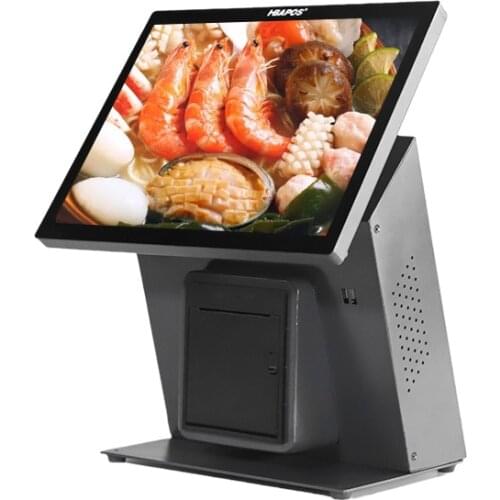 Pos System 15 Inch Capacitive Touch Screen Cash Register with VFD Built-in 80mm Thermal Receipt Printer Pos Machine Device