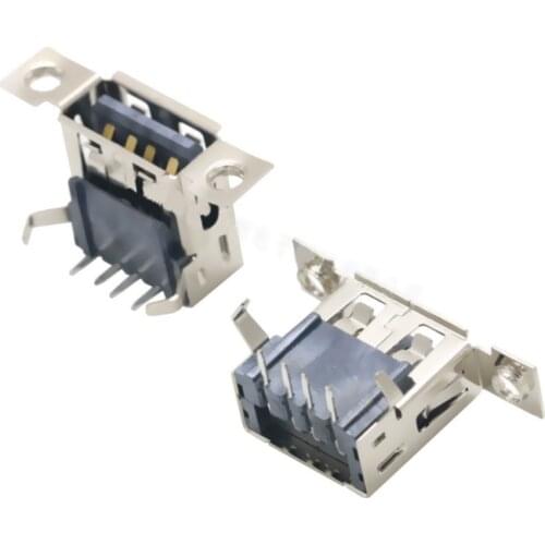 5PCS A Type Micro USB 2.0 4Pin Female Jack USB Port Dock Connector Tail Charging Socket With Screw Holes Brand New High Quality