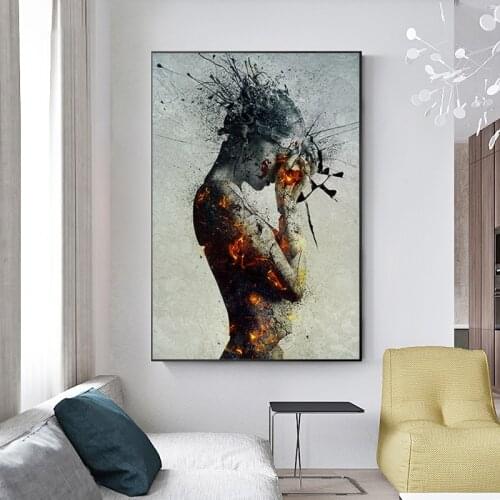 Abstract Sexy Woman Portrait Canvas Paintings on the Wall Art Posters and Prints Nordic Style wall Picture for Living Room Decor