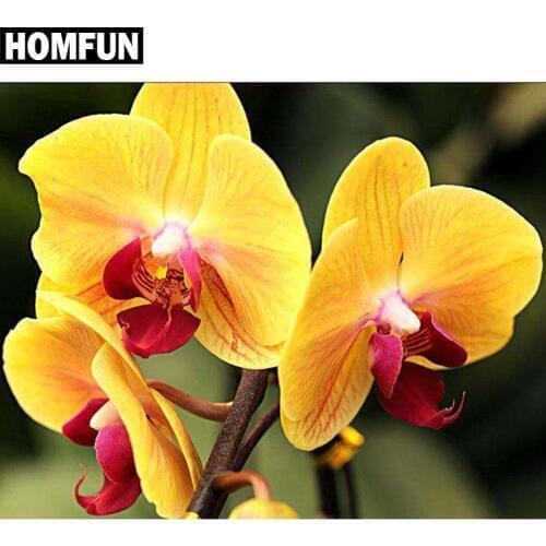 HOMFUN Full Square/Round Drill 5D DIY Diamond Painting "Orchid flower" Embroidery Cross Stitch 5D Home Decor Gift A06131