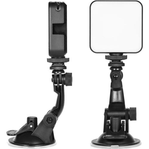 Andoer 6W Dimmable Mini Bi-color Vlog LED Light W64 Video Conference Lighting Kit w Suction Cup Mount for Live Streaming Meeting