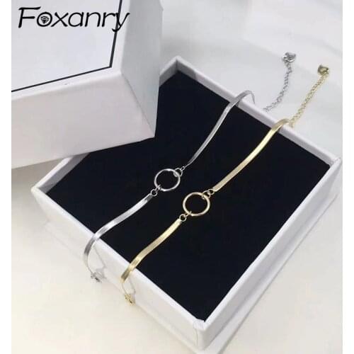 Foxanry 925 Sterling Silver Bracelets New Trendy Elegant Simple Hollow Geometric Party Jewelry Snake Bone Texture Accessories
