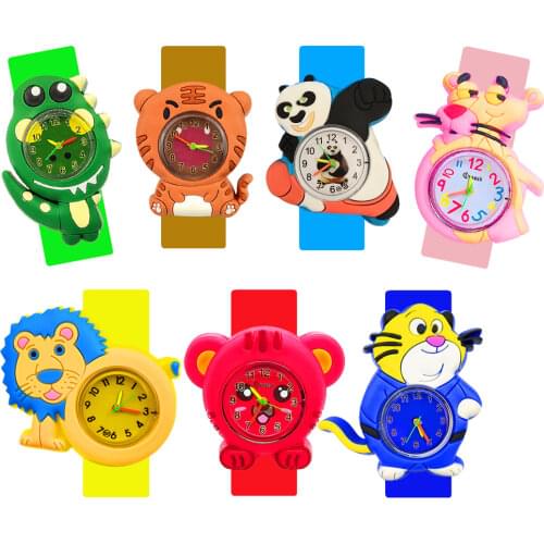 Cartoon Lion and Tiger Childrens Watch Baby Toy Kids Watches Slap Bend Strap Children Wrist Watch for Boys Girls Christmas Gift