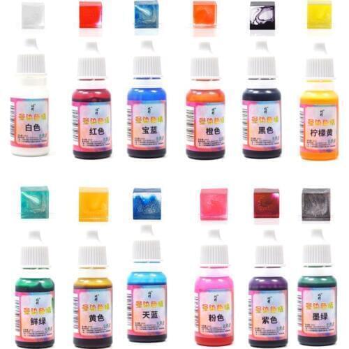 JAVRICK 1 PC 12 Colors 10ML Art Ink Natural Liquid Pigment Colorant Dye Ink Diffusion UV Epoxy Resin Jewelry Making