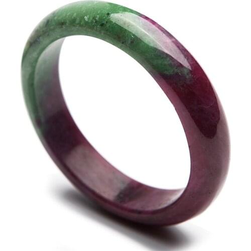 Precious Green Red Natural Ruby Zoisite Gemstone Crystal Fashion Natural Stone Woman Bangle Inner Diameter 57mm