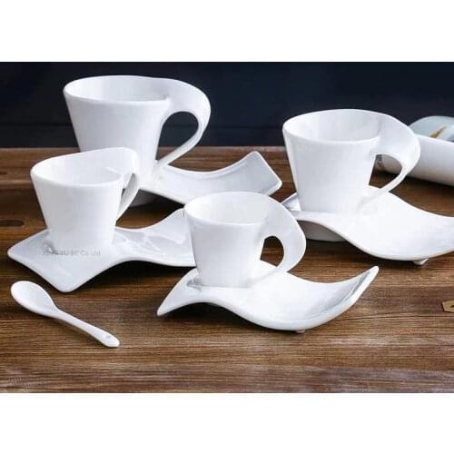 European Ceramic 200ml Coffee Cup Espresso Coffee Cup Home Mug Creative Couple Breakfast Cup Milk Cup 90ml Art Tea Cup Set