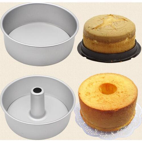 6/8inch Round Hollow Chimney Baking Pan Aluminum Alloy Chiffon Mousse Cake Mold Pan Removable Bottom Cake Decorating Tools