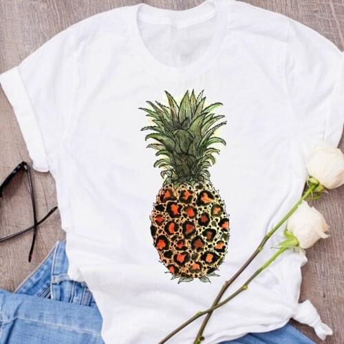 Women Graphic Ladies Leopard Pineapple Cartoon 90s Clothes Lady Clothing Tees Print Tops Female T Shirt Womens T-Shirt