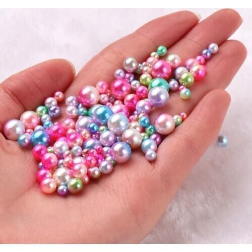Multi Size 3-10mm Mermaid Gradients ABS Natural Pearls No hole Round Acrylic Imitation Pearl Beads For Jewelry Making Nail Art