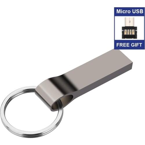Usb flash drive 64GB 32GB 16GB 8GB 4GB pen drive pendrive waterproof metal silver u disk memoria Free type c or micro adapter