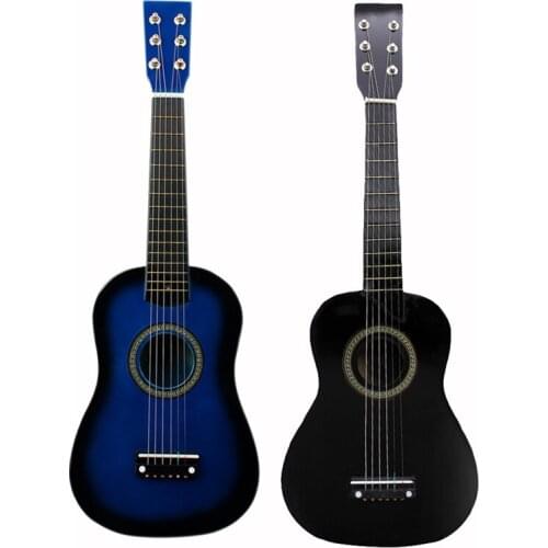 Irin 2Pcs Mini 23 Inch Basswood 12 Frets 6 String Acoustic Guitar With Pick And Strings For Kids / Beginners - Black & Blue