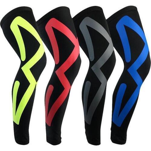 Men Sports Knee Protectors Breathable Long Knee Legwarmers Compression Calf Sleeve Volleyball Football Running Knee Supports