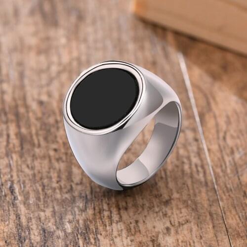 Signet Ring for Men ,Stainless Steel Silver Color Rings