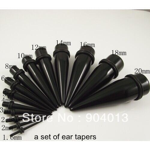 280pcs/lot mix size Acrylic Ear Piercing Tapers Kit Ear Expander Black Flesh Tunnel Free Shipping