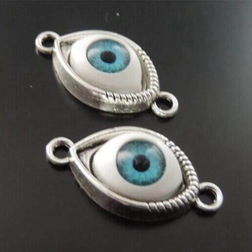 Wholesale 25pcs Sale Silvercolor Blue Evil Eye Alloy Charms Connector Pendant fashion jewelry finding Graceangie 38836