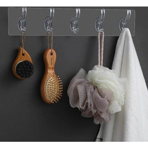 Transparent Non-marking Strong Sticking Hook Self Adhesive Door Wall Hangers Hooks Bathroom Kitchen Storage Hanging Stickers
