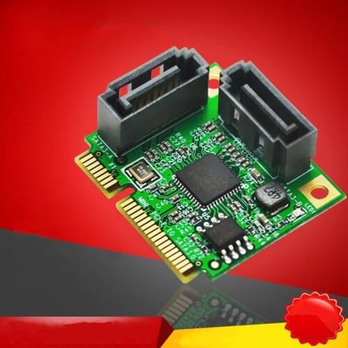 New Sale Mini PCI-E to SATA Expansion Card 2 Port SATA3.0 HDD 6Gbps Mini PCI-E SATA HDD SSD Adapter Convert Card ASM1061 Chipset
