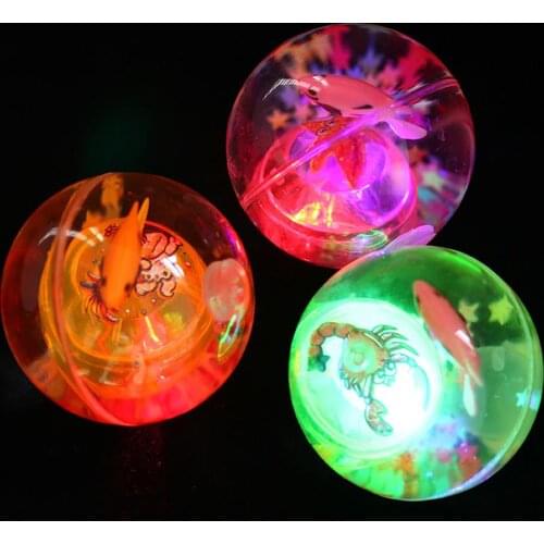 Cartoon Fish Inside Auto Vibration Switch Glowing Elastic Ball Kid Toy Gift Novel Funny Decompression toy For Children