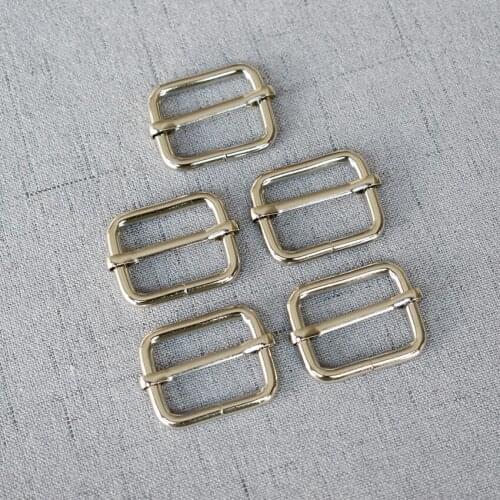 Silver 20 pieces 25mm Silver Metal Slides Roller For Handbag Backpack Bag Dog Collar DIY Accessories Buckles Strap Slider