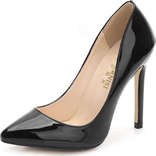 MAIERNISI New Fashion High Heels Women Pumps Thin Heel Classic Sexy Prom Wedding Shoes Office Women Shoes Big Size 35-46 Leather