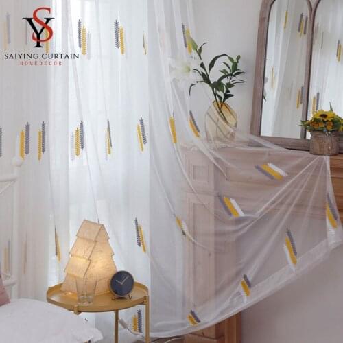Nordic Style Wheat ear Tulle Curtains for Childrens Bedroom Kids Window Treatments Sheer Voile for Living Room Finished Drapes