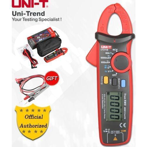 UNI-T UT211B AC/DC 60A Mini Digital Clamp Meters; True RMS Ammeter, V.F.C./NCV/ Resistance/Capacitance Test, LCD Backlight