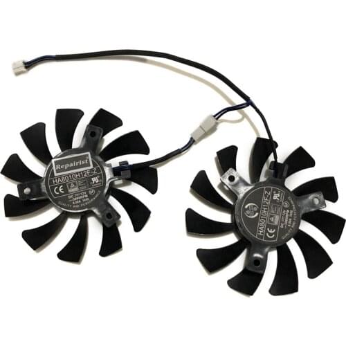2pcs/set 75MM 2Pin HA8010H12F-Z GPU Cooler Graphics Card Fan For MSI GeForce GTX 1650 GTX1650 VENTUS XS 4G OC VGA Card Cooling