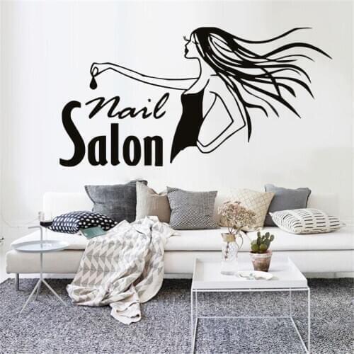 Nail Girl Beauty Salon Wall Stickers Polish Manicure Pedicure Spa Vinyl Decals Removable Interior Waterproof Home Decor SYY336