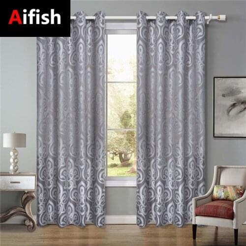 AIFISH 1 Piece Grey European Style Jacquard Curtain For Home Window Treatments Short Kitchen Modern Living Room Ready Made 5