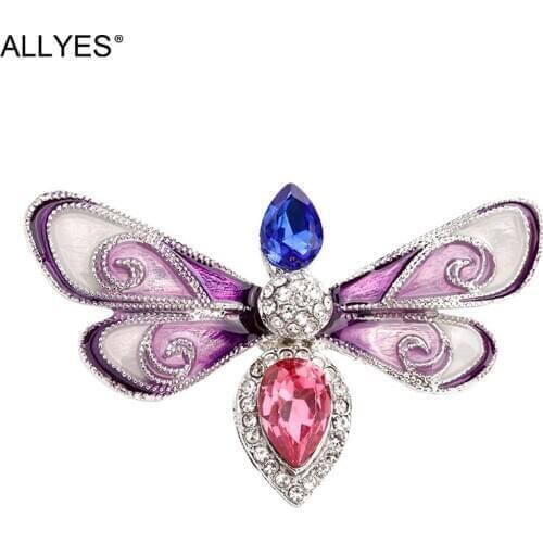 ALLYES Crystal Bee Butterfly Brooches for Women Fashion 2020 Rhinestone Insect Brooch Dress Clothes Jewelry Accessories