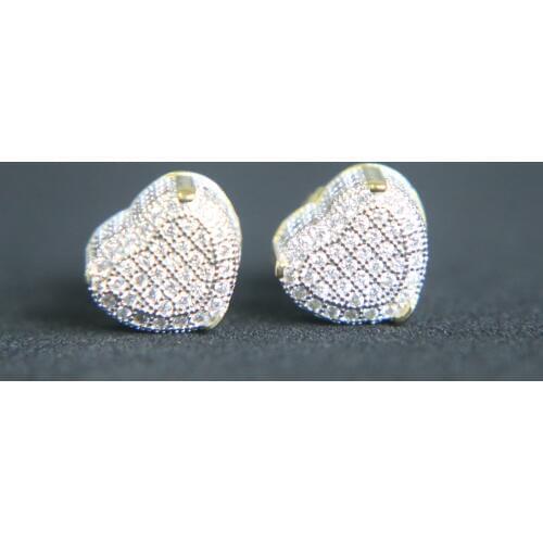 Fine jewelry silver color screwback heart shape micro pave zircon cz valentine gift women hip hop earring